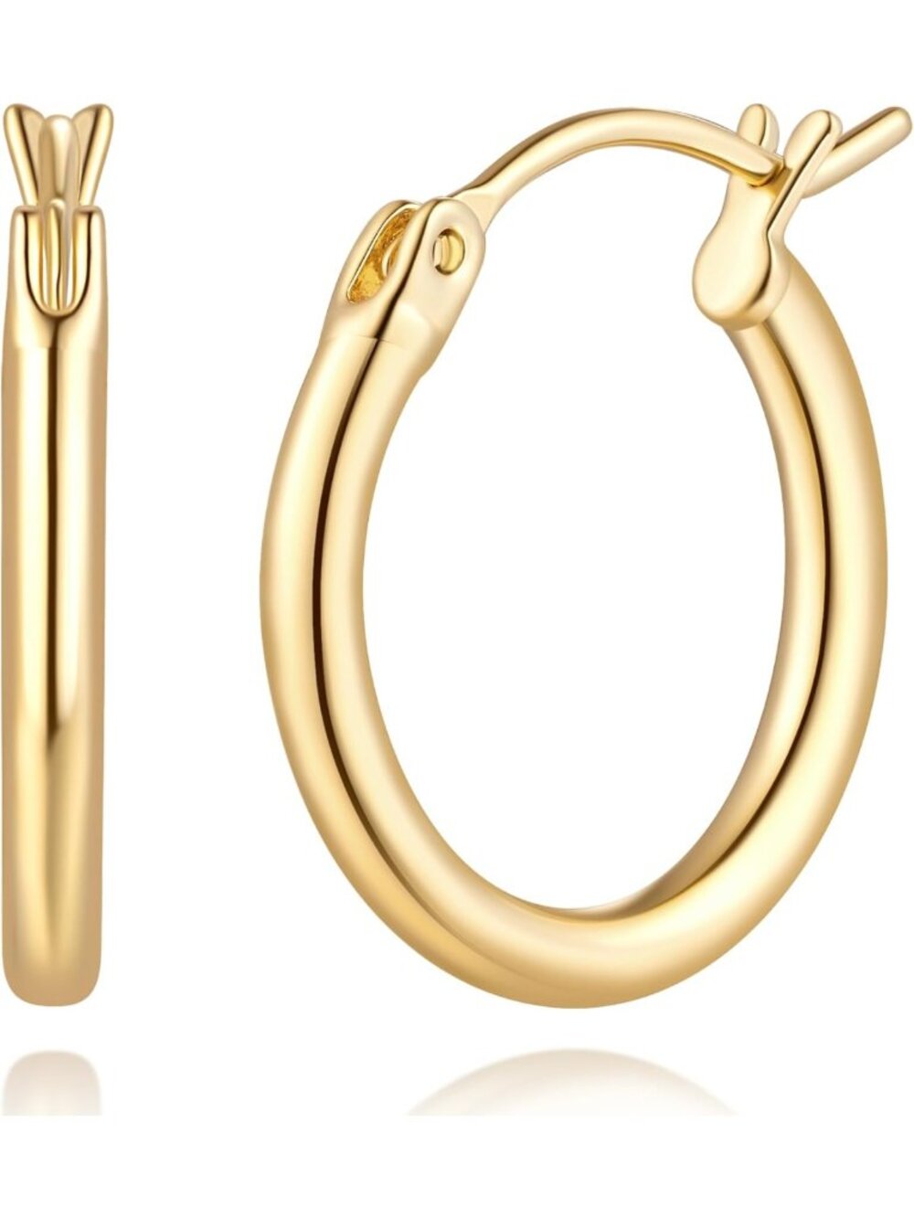Elegant 14K Gold Hoop Earrings for Women - Classic Round Hoops in Small, Medium